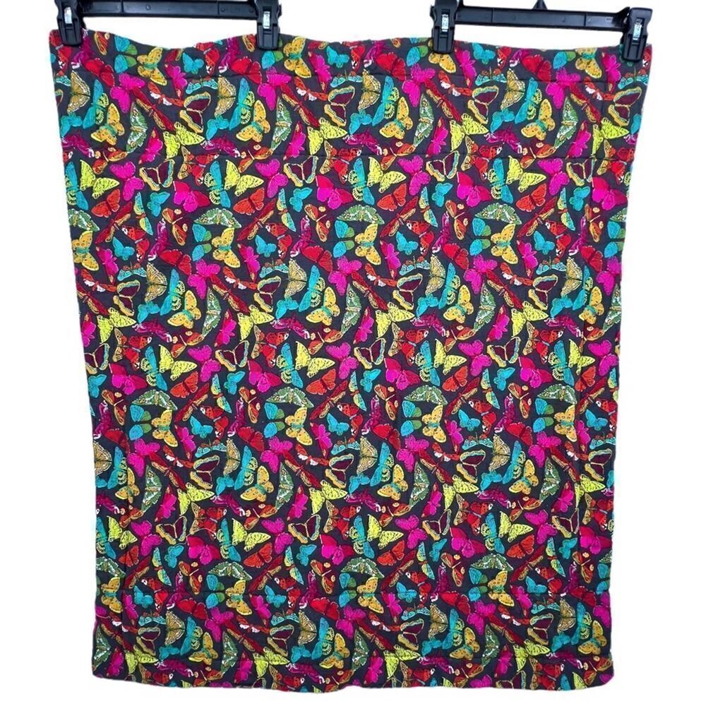 Handmade Multicolored Butterfly Pattern Quilted Afghan Throw Baby Blanket